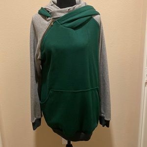 Kim & Kai Maternity Sweatshirt Hoodie preowned Size L Birdie Color Gray Green